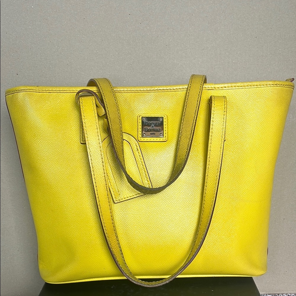 Dooney & Bourke Yellow Leather Tote Bag